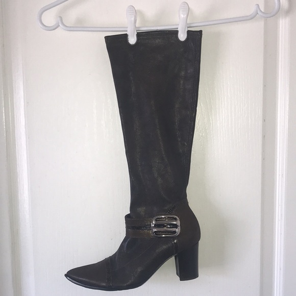 🥾FML Knee High Boots Brown Leather BF22 - Picture 1 of 4